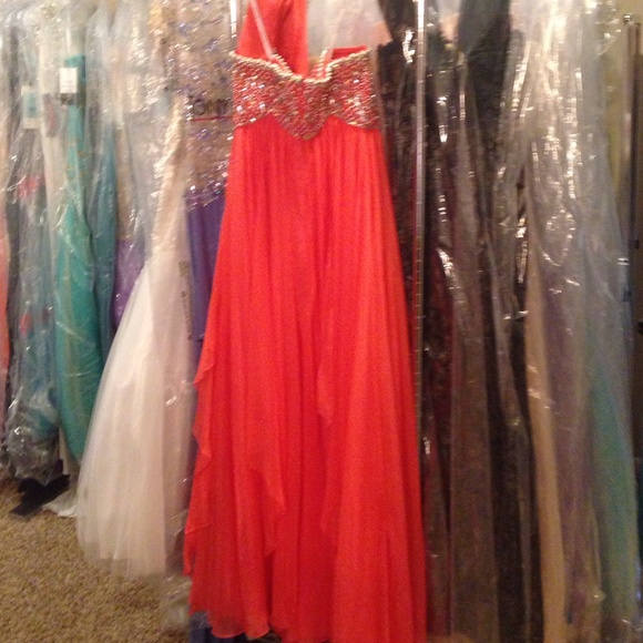 Jovani a line dress in coral - Picture 4 of 4